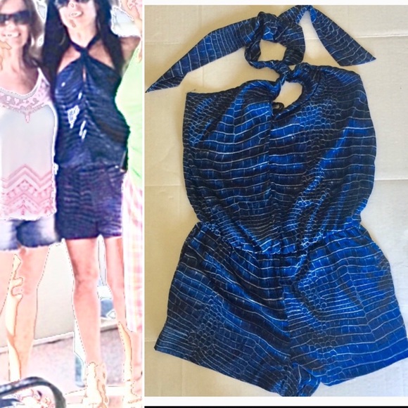 BCBGMaxAzria Pants - LAST CALL - BCBG Blue Romper - Halter Top  XS
